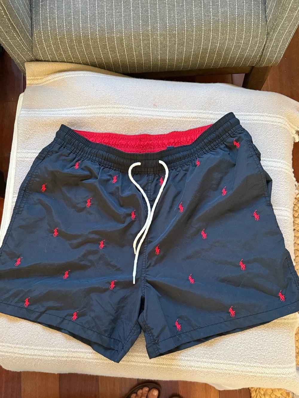 Polo Ralph Lauren Traveler Swim Trunks XL Navy Red Pony